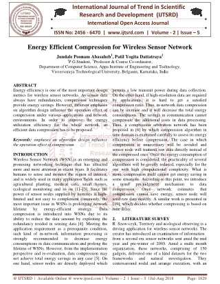 Energy Efficient Compression for Wireless Sensor Network