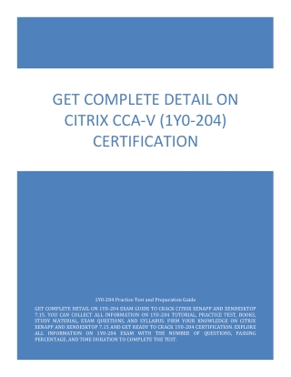 Get Complete Detail on Citrix CCA-V (1Y0-204) Certification