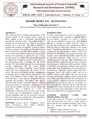 Juvenile Justice Act An Overview