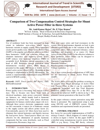 Comparison of Two Compensation Control Strategies for Shunt Active Power Filter in three Systems