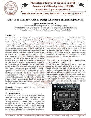 Analysis of Computer Aided Design Employed in Landscape Design