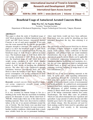 Beneficial Usage of Autoclaved Aerated Concrete Block