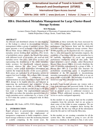 HBA Distributed Metadata Management for Large Cluster Based Storage Systems