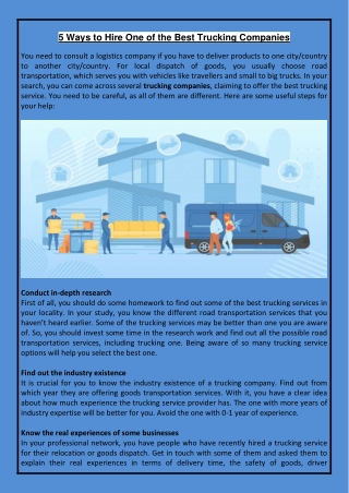 5 Ways to Hire One of the Best Trucking Companies