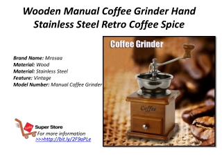 Wooden Manual Coffee Grinder Hand Stainless Steel Retro Coffee Spice