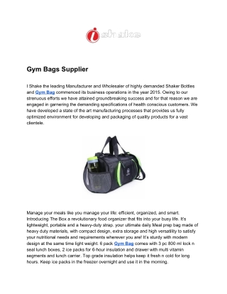 Gym Bags Supplier