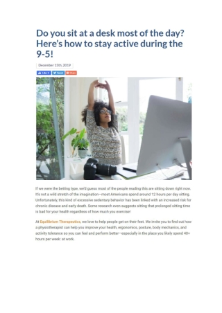 Do you sit at a desk most of the day? Here’s how to stay active during the 9-5!