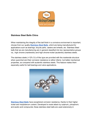 Stainless Steel Balls China