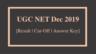 UGC NET Dec 2019 Exam Result Cut-Off Answer Key