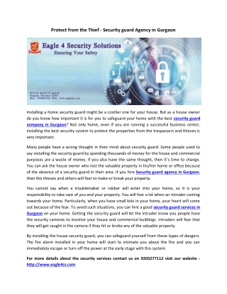 Protect from the Thief - Security guard Agency in Gurgaon