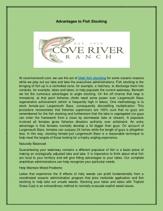 Advantages to Fish Stocking