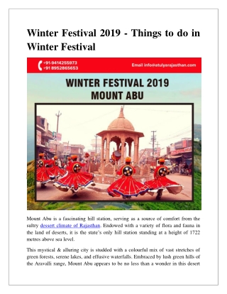 Winter Festival 2019: Things to do in winter festival 2019