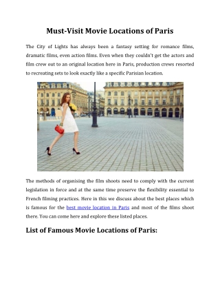 Must-Visit Movie Locations of Paris
