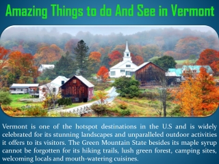 Amazing Things to do And See in Vermont