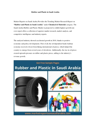 Saudi Arabia Rubber and Plastic Market: Growth, Opportunity and Forecast Till 2023