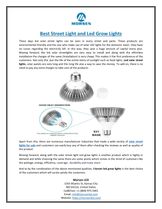 Best Street Light and Led Grow Lights