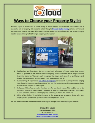Ways to Choose your Property Stylist