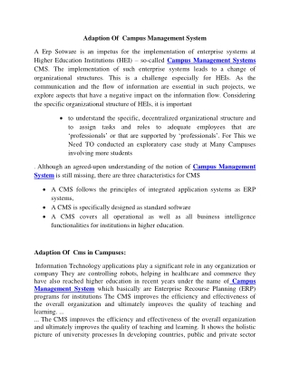 Adaption Of Campus Management System
