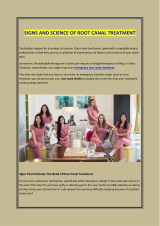 SIGNS AND SCIENCE OF ROOT CANAL TREATMENT