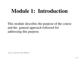 Module 1: Introduction