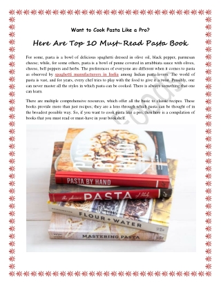 Want to Cook Pasta Like a Pro?  Here Are Top 10 Must-Read Pasta Book