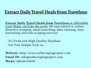 Extract Daily Travel Deals from Travelzoo