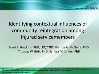 Identifying contextual influences of community reintegration among injured servicemembers