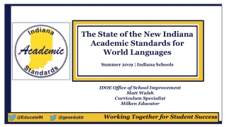 The State of the New Indiana Academic Standards for  World Languages Summer 2019 | Indiana Schools