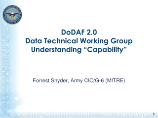 DoDAF 2.0  Data Technical Working Group Understanding “Capability”