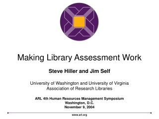 Making Library Assessment Work