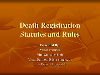 Death Registration Statutes and Rules