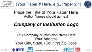 Your university or company logo goes here on title page (only!)