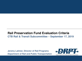 Rail Preservation Fund Evaluation Criteria