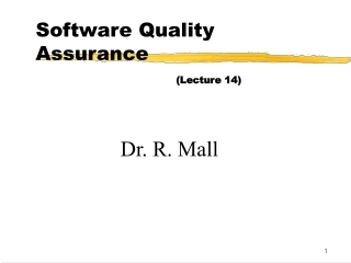 Software Quality Assurance 									 (Lecture 14)