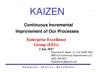 Raymond N. Baker, (Lt. Col USAF Ret) ABDs of Continuous Improvement LLC (405) 550-0611