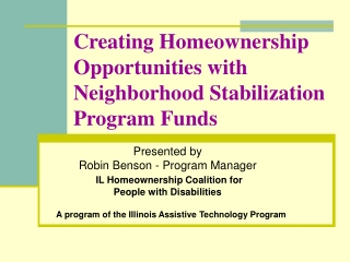 Creating Homeownership Opportunities with Neighborhood Stabilization Program Funds