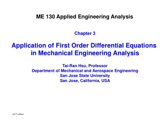 Chapter 3 Application of First Order Differential Equations  in Mechanical Engineering Analysis