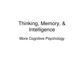 Thinking, Memory, &amp; Intelligence