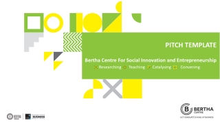 PITCH TEMPLATE Bertha Centre For Social Innovation and Entrepreneurship