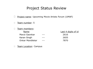 Project Status Review