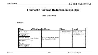 Feedback Overhead Reduction in 802.11be