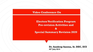 Electors Verification Program Pre-revision Activities and &amp;  Special Summary Revision 2020