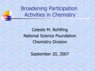 Broadening Participation  Activities in Chemistry