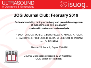 UOG Journal Club: February 2019