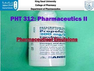 PHT 312: Pharmaceutics II