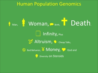 Human Population Genomics  Man,  Woman,   Birth,    Death ,   Infinity, Plus