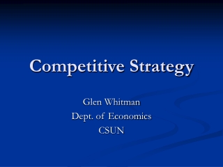 Competitive Strategy