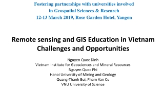 Remote sensing and GIS  Education in  Vietnam  Challenges and Opportunities