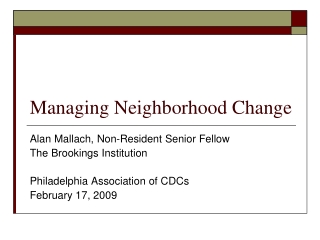 Managing Neighborhood Change