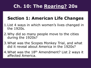 Ch. 10: The  Roaring?  20s